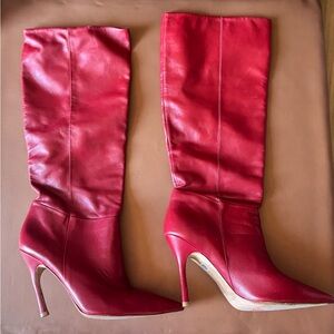 Elegant Red Knee-High Women's Boots
